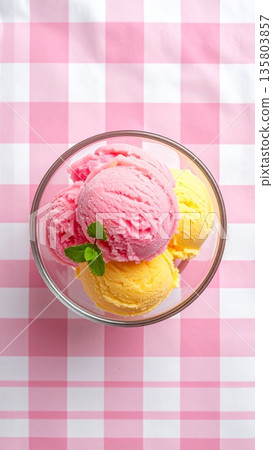 Sorbet on Gingham Tablecloth Sorbet on Gingham Tablecloth 135803857