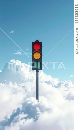 Traffic Light on the Clouds 135803918