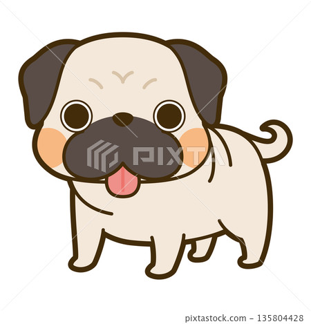 可愛的哈巴狗插圖 135804428