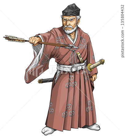 戰國武將毛利元就手持三支箭 戰國武將毛利元就手持三支箭 135804432