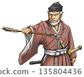 Mori Motonari in a straight robe holding three arrows 135804436