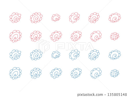 Hand-drawn illustration set of flower circles 135805148