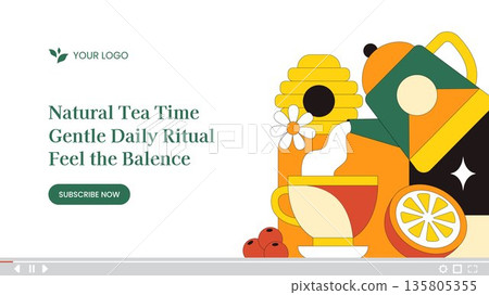 Cover Design Herbal Tea Flat Cartoon Hand Drawn Background Illustration Cover Design Herbal Tea Flat Cartoon Hand Drawn Background Illustration 135805355