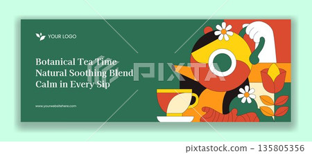 Herbal Tea Flat Cartoon Hand Drawn Invitation Template With Background Illustration Herbal Tea Flat Cartoon Hand Drawn Invitation Template With Background Illustration 135805356