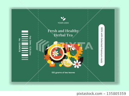 Herbal Tea Flat Cartoon Hand Drawn Background Illustration For Creative Design Herbal Tea Flat Cartoon Hand Drawn Background Illustration For Creative Design 135805359