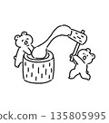 Bear pounding rice cakes line drawing 135805995