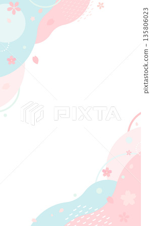 粉紅色和淺藍色櫻花邊框_無背景3_豎版 粉紅色和淺藍色櫻花邊框_無背景3_豎版 135806023