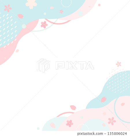 Pink and light blue pop cherry blossom frame _ no background 3 _ square Pink and light blue pop cherry blossom frame _ no background 3 _ square 135806024