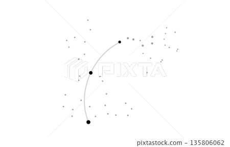 Monochrome illustration of a spring curve (stars only, no connecting lines, curved lines) 135806062