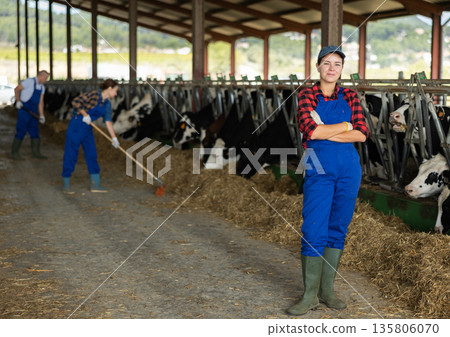 Girl is employee of company during break in work 135806070