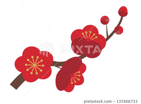 簡單的梅花枝_紅色 135806733