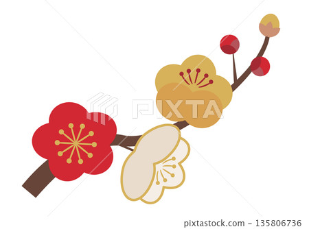 Simple plum blossom branch_3 colors Simple plum blossom branch_3 colors 135806736