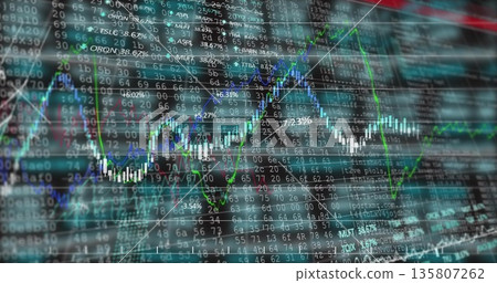 Displaying fluctuating chart on trading terminal, featuring white candlesticks and trend lines Displaying fluctuating chart on trading terminal, featuring white candlesticks and trend lines 135807262