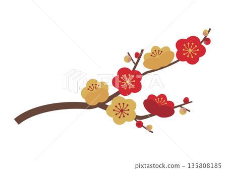 紅金色的梅花枝 135808185
