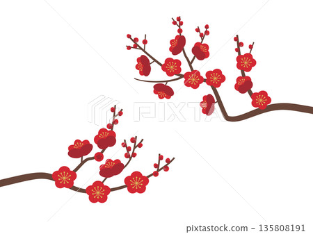 梅花枝，兩面都是紅色的 135808191