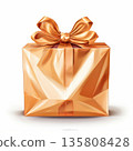 an AI Image Generator, Elegant Golden Gift Box With Ribbon for Celebrations 135808428