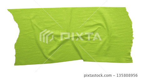 green crumpled torn tape isolated on transparent background. green crumpled torn tape isolated on transparent background. 135808956