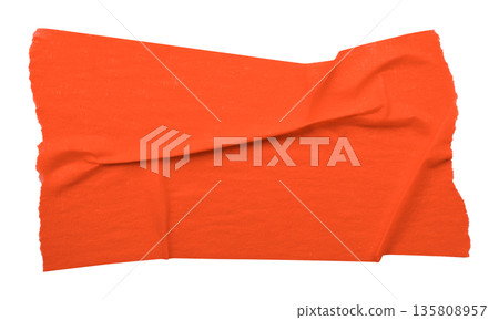 red crumpled torn tape isolated on transparent background. 135808957