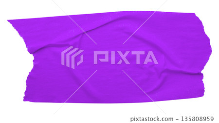 purple crumpled torn tape isolated on transparent background. 135808959