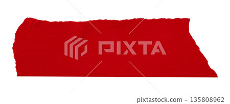 red crumpled torn tape isolated on transparent background. red crumpled torn tape isolated on transparent background. 135808962