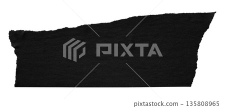 black crumpled torn tape isolated on transparent background. black crumpled torn tape isolated on transparent background. 135808965