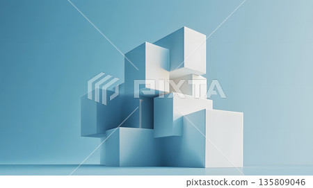 Modular architecture background with geometric block structures. 135809046