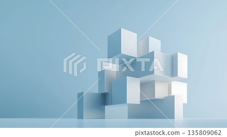 Modular architecture background with geometric block structures. Modular architecture background with geometric block structures. 135809062