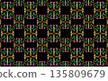 Floral pattern bordered by gold lines 135809679