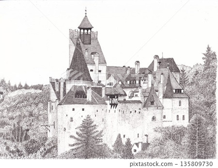 An old castle in the mountains 135809730