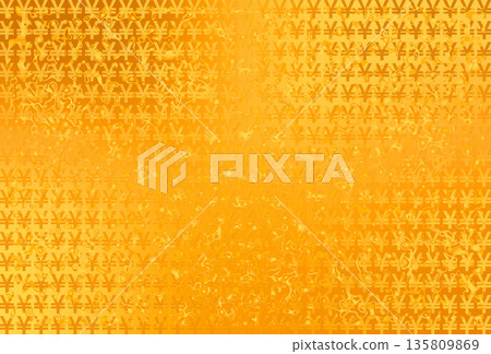 金色閃耀的豐富日本貨幣符號¥標記圖案背景材料 135809869