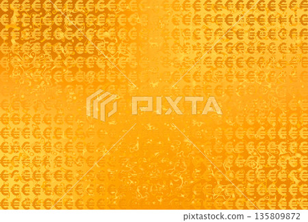 背景圖案為閃亮的金色歐元貨幣符號€。 135809872