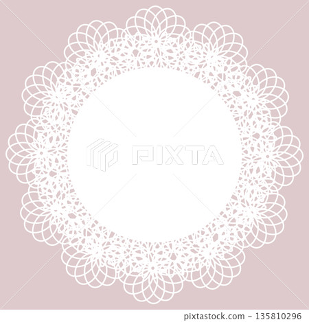可愛的蕾絲布料，圓形，框架 135810296
