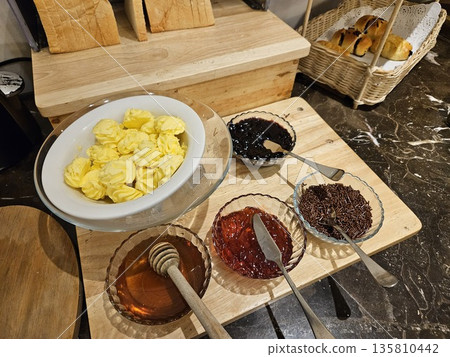 This is open buffet breakfast at hotel This is open buffet breakfast at hotel 135810442