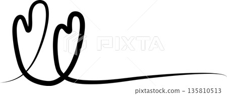 Heart continuous line drawing. Decorative design 135810513