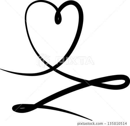 Heart continuous line drawing. Decorative design Heart continuous line drawing. Decorative design 135810514