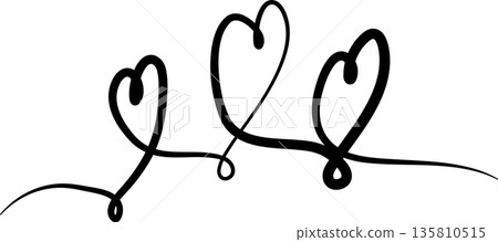 Heart continuous line drawing. Decorative design Heart continuous line drawing. Decorative design 135810515