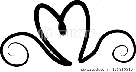 Heart continuous line drawing. Decorative design Heart continuous line drawing. Decorative design 135810519