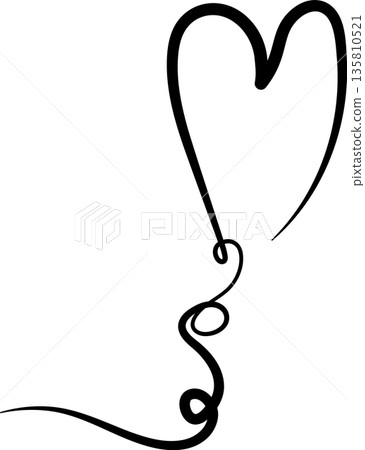 Heart continuous line drawing. Decorative design Heart continuous line drawing. Decorative design 135810521