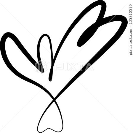 Heart continuous line drawing. Decorative design 135810559