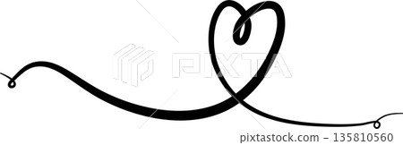 Heart continuous line drawing. Decorative design 135810560