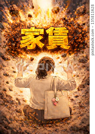 女大學生正為房租負擔而苦惱 135811628