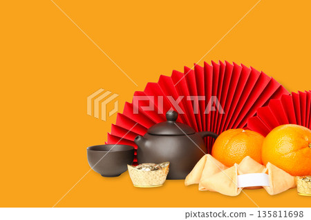 Festive items and symbols for Chinese New Year celebration Festive items and symbols for Chinese New Year celebration 135811698
