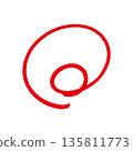 Double circle drawn with a pen 135811773