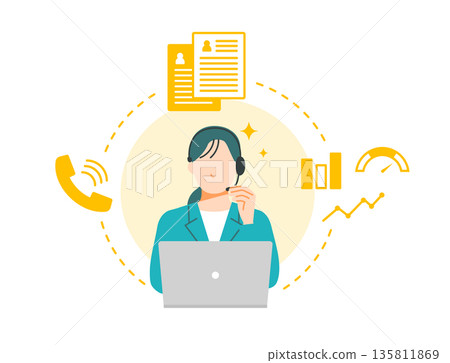 呼叫中心CTI系統連接電腦和電話的示意圖 135811869