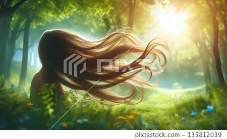 A hair in sunlight, Ai generated image A hair in sunlight, Ai generated image 135812039