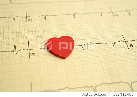 Electrocardiogram ECG heart wave, heart attack, cardiogram report. Electrocardiogram ECG heart wave, heart attack, cardiogram report. 135812493