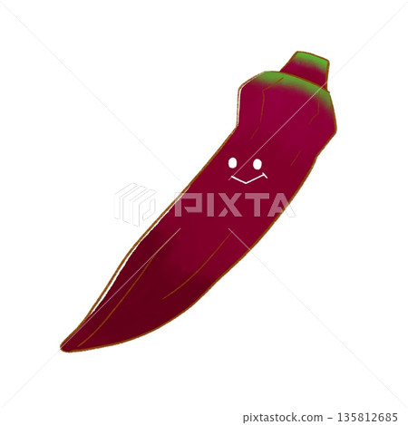 Smiling Red Vegetables | Cute and Relaxed Red Okra 135812685