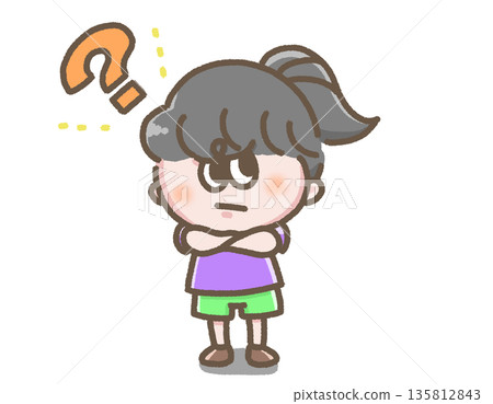 Illustration of a girl wondering 135812843