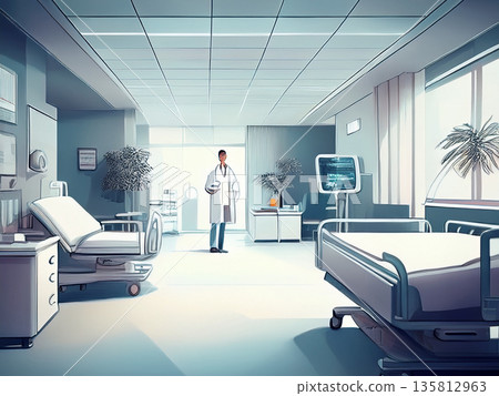醫院的插圖 135812963