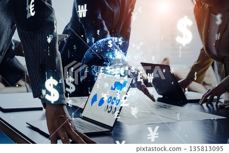 Group of business people meeting and financial technology concept 135813095